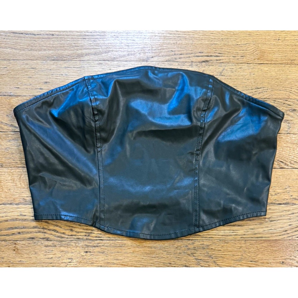 Wild Fable Green Faux Leather Strapless Tube Top Women's Size Medium M